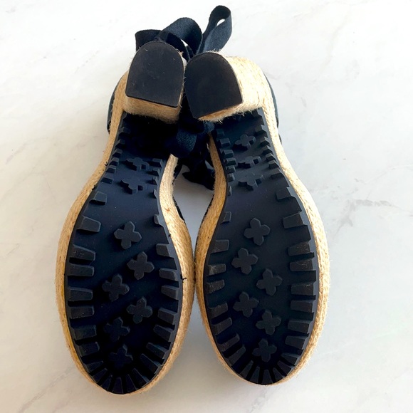 Pura Lopez black linen platform espadrille heels - Picture 3 of 8